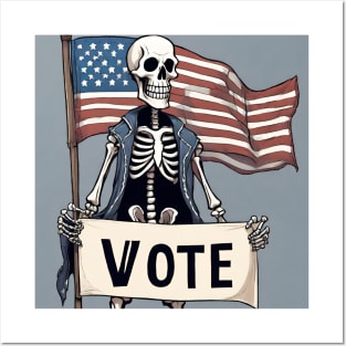 Election Year Skeleton Vote Posters and Art